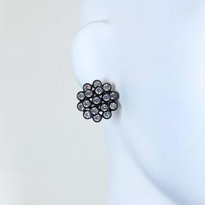 Vintage Rhinestone Cluster Dome Screw Back Earrings 50s 60s Chic Old Hollywood